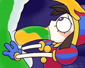 1boy 1girls animated australian blowjob blowjob_face buff dinosaur emote_(artist) female fit fit_male gif glitch_productions green_dick gummigoo_(the_amazing_digital_circus) irrumatio loop looping_animation male muscular muscular_male penis pomni pomni_(the_amazing_digital_circus) skinny skinny_female straight sucking sucking_dick sucking_penis the_amazing_digital_circus yellow_penis