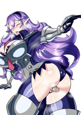 armor armor_knight_(disgaea) armored_female ass breasts cleavage cum disembodied_penis disgaea disgaea_d2 djeralud exposed_pussy female female_knight large_breasts male nippon_ichi_software penis pussy sex thick_ass thick_thighs thighs