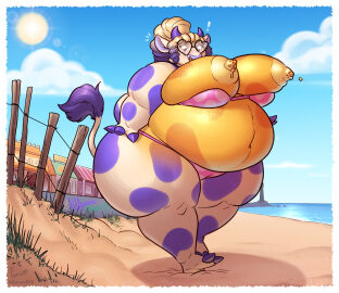 big_breasts breasts cleavage female fenris49 furry huge_breasts inflation lactating lactation lemon_inflation nipples tagme thick_thighs wide_hips