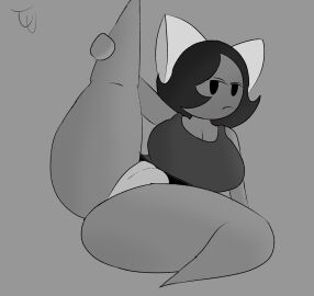 breasts female friday_night_funkin friday_night_funkin_mod girl_(sock.clip) grey_background greyscale junk_universe large_breasts panties solo solo_female tagme twinsomnia twitter_username voluptuous_female white_panties