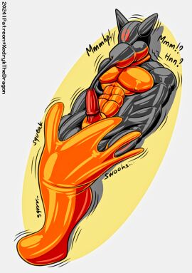 after_transformation bodily_fluids bound breast_milking clothing drone encasement genitals goo_(disambiguation) handwear hi_res lactating latex mittens mummification mummified mummy mummy_wrappings penis struggling transformation tube undead xedryk