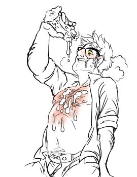 bill_cipher candle candle_wax chest_hair glasses gravity_falls happy_trail male male/male possession stanford_pines unbuttoned_shirt wax wax_play