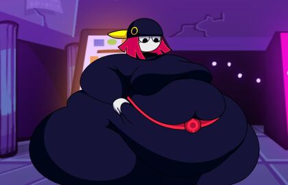 1girls bbw belly_grab belt belt_around_belly big_belly big_breasts black_clothing breasts eyelashes fat fat_belly fat_female fat_thighs female friday_night_funkin friday_night_funkin_mod hat hotline_024 huge_belly large_breasts nikku_morioka no_mouth overweight_female red_hair secretgooble short_hair thick_thighs wide_hips