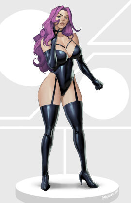 black_leather blanclauz blue_eyes boots breasts choker clothed clothing code_geass cornelia_li_britannia dominatrix female fist gloves hand_on_neck high_heels huge_breasts large_breasts leather light_skin lipstick long_hair pose purple_hair purple_lipstick straps thick_thighs thigh_high_boots upturned_nose wide_hips