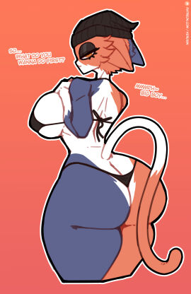 anthro ass ass_focus back_view big_ass big_butt bikini cat_ears cat_tail english_text female female_only fortnite furry kerosin large_ass looking_at_viewer looking_back meow_skulls_(fortnite) meowskulls tagme text