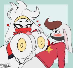 big_breasts big_penis breasts cleavage female furry huge_breasts huge_cock male nipples paizuri penis pokemon pokemon_(species) raboot tagme thick_thighs thixxen wide_hips