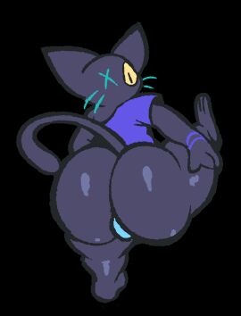 ass berryofmalice big_ass big_butt bulge feline freshknight leg_up looking_at_viewer looking_back looking_back_at_viewer male missing_eye shiny shiny_ass shiny_butt shiny_skin tail x_eye