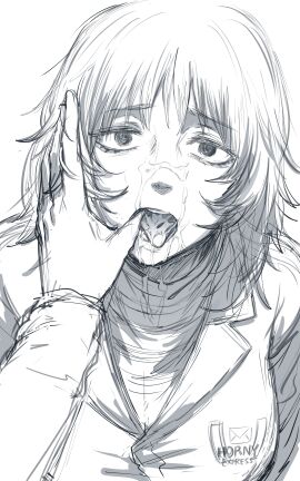 anya anya_(mouthwashing) cum cum_in_mouth cum_on_face female female_focus hews_hack milf mouthwashing tagme tomboy tomboy_milf tomboyish