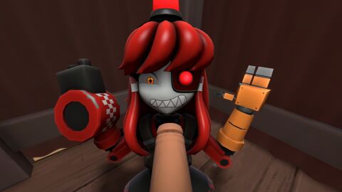 1boy 1girls 3d 3d_model cock_shock crao engineer_(team_fortress_2) female female_focus imminent_oral male mimi_sentry nervous penis pov red_hair sentry_(team_fortress_2) sentry_turret source_filmmaker straight surprised team_fortress_2 tf2 valve valve_(company)