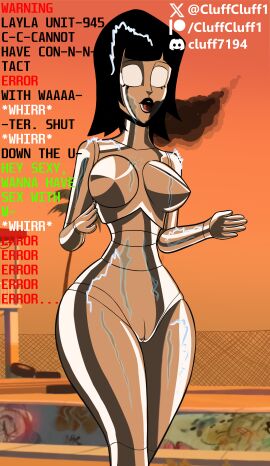 1girls bad_end breasts cartoon cluff cluffcluff1 female layla_(animation_short_film) layla_(layla) malfunction robot robot_girl robot_humanoid sex_robot wet