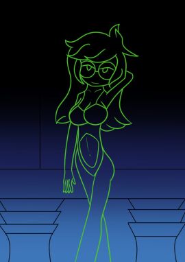 1girls black-haired_female black_hair color colored dog_ears dog_tail female female_only glasses homestuck jade_harley long-haired_female long_hair looking_at_viewer partially_clothed partially_clothed_female solo solo_female tail thaguy489 thansfwguy underwear