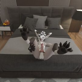 3d_(artwork) anthro blender_(artwork) cock dick digital_media_(artwork) fur genitals male male/male paws penis rexouium smile solo vrchat white_body white_fur