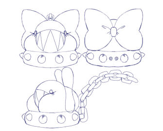 2024 accessory anthro arakasa bow_(feature) bow_accessory bow_ribbon chain_chomp chains chubby_cheeks collar eyelashes female humanoid mario_(series) monster nintendo overweight overweight_female sharp_teeth simple_background smile solo spiked_collar spikes teeth