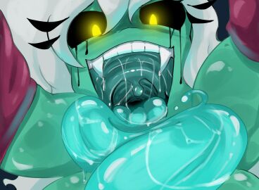 fairyfud ghost green_body imminent_vore long_tongue pov prey_pov rose_(fairyfud) vore yellow_eyes