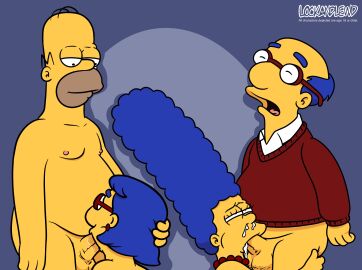 20th_century_fox 20th_century_studios 2boys 2girls artist_name artist_signature bald bald_male balls belly blowjob blue_hair bottomless bottomless_male closed_eyes cum cum_in_mouth cum_out_nose dilf ear_piercing ejaculation fat fat_belly fat_male female genitals glasses hand_on_head homer_simpson human human_on_human kirk_van_houten lockandlewd looking_down looking_down_at_another luann_van_houten male male/female male_nipples mammal marge_simpson mature mature_female mature_male milf nipples nude nude_female nude_male on_knees open_mouth overweight overweight_male penis penis_in_mouth red_sweater sex standing straight straight_sex sweater testicles the_simpsons wife_sharing yellow_skin