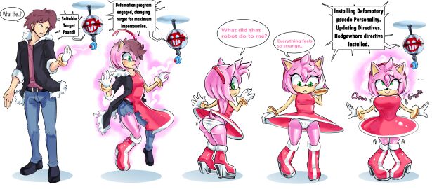 amy_rose anthro bimboaudino bimbofication bimbovaporeon breast_growth breasts dr._eggman dr_robotnik english_text female gender_transformation genderswap genderswap_(mtf) heat hedgehog hedgehog_girl hedgehog_humanoid horny horny_female identity_death mind_control mtf_transformation original_character pink_fur red_dress rule_63 sega sonic_(series) text transformation transformation_sequence