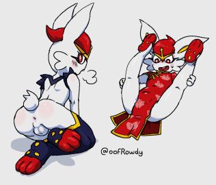 anthro anus asian_clothing ass backsack balls ballsack blush breath buckteeth bulge chinese_clothing chinese_dress cinderace clothing dress east_asian_clothing generation_8_pokemon genitals legs_up lying male nintendo nude on_back oofrowdy open_mouth open_smile penis pokemon pokemon_(species) rear_view simple_background smile teeth white_background