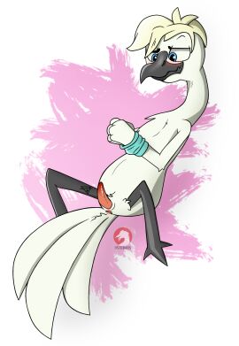 2024 anthro anus avian beak bird blue_eyes bondage bound erection galliform genitals hamuria hi_res long_tail lying male osterars peafowl penis phasianid restraints rope rope_bondage signature solo steffano_(hamuria) tail tapering_penis watermark