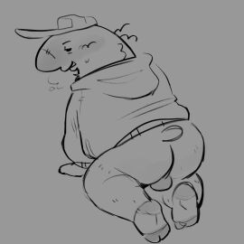 adult_swim ass balls black_and_grey charlie_(smiling_friends) charlie_dompler chubby_male fat_male hat hoodie looking_at_viewer looking_back male male_only mostly_clothed nose_scar presenting_ass rancid430 scarf seductive_eyes seductive_look small_tail smiling_friends solo solo_male