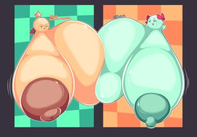 2girls ball_with_boobs ball_with_hyper_features boo_(mario) breast_press breasts breasts_pressed_against_partner breasts_pressed_together casual_exposure casual_nudity embarassed_male exaggerated_anatomy exaggerated_proportions female floating flying hyper_breasts lady_bow male mario_(series) mario_and_luigi_(series) massive_breasts paper_mario star_sprite starlow super_mario_bros. text unrealistic_proportions voctopie waddling_head