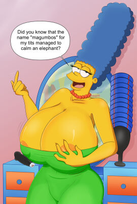 1girls 20th_century_fox 20th_century_studios accurate_art_style big_breasts blue_hair breasts female fox_corporation gracie_films huge_breasts large_marge marge_simpson massive_breasts matt_groening milf the_simpsons whoa_look_at_those_magumbos yellow_body yellow_skin