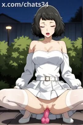 1girls ai_generated bare_shoulders belt blunt_bangs breasts bush chats34 cleavage collarbone detached_sleeves dildo dildo_riding dress female full_body huge_dildo imminent_penetration lipstick long_sleeves looking_at_viewer makeup medium_breasts night no_panties off-shoulder_dress outdoors persona persona_5 pleated_dress pussy sadayo_kawakami sex_toy shoes smile solo spread_legs strapless strapless_dress tagme thighhighs video