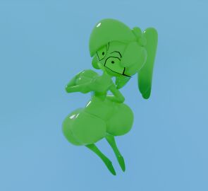 3d 3d_(artwork) ass big_ass big_breasts breasts covering_breasts female jellytina naked slime slime_girl