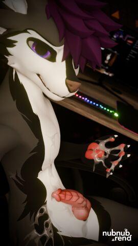 3d_(artwork) 4k 9:16 absurd_res anthro blender_(artwork) bodily_fluids cum deuzear digital_media_(artwork) genital_fluids genitals hi_res looking_at_viewer male meiru_deuzear nubnub_rend nude penis solo watermark