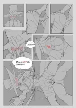 aventurine_(honkai:_star_rail) aventurine_of_stratagems_(honkai:_star_rail) blush cuntboy dr._ratio_(honkai:_star_rail) gay honkai:_star_rail intersex karaureee male pubes pubic_hair ripped_clothing ripped_pants stuck stuck_in_wall tagme yaoi