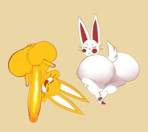 1boy 1girls 2d 2d_(artwork) 2d_artwork ass balls ballsack big_balls big_penis female fur furry furry_only ic0nmon icon_(ic0nmon) iconom long_ears looking_back male open_mouth penis penis_bigger_than_body small_but_hung tagme thick thick_ass thick_thighs thighs thunder_thighs thunderthighs white_fur yellow_fur