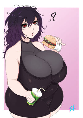 bbw bittercream black_hair chubby_female female female_focus female_only red_eyes voluptuous_female