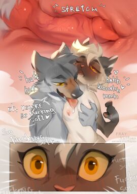 2025 5_fingers anthro anthro_on_anthro anthro_penetrated anthro_penetrating anthro_penetrating_anthro areola biped blush breasts canid canine dialogue digital_drawing_(artwork) digital_media_(artwork) domestic_cat duo english_text felid feline felis female female_penetrated fingers fur genitals internal male male/female male_penetrating male_penetrating_female mammal nipples nude nude_anthro nude_female nude_male penetration penile penile_penetration penis penis_in_vagina reysi sex teeth text tongue vaginal_penetration vulva