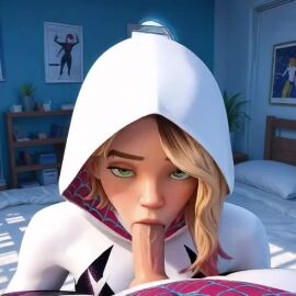 ai_generated blowjob deepthroat eye_contact fellatio huge_cock male/female marvel marvel_comics no_sound oral oral_sex penis pov pov_male spider_gwen spider_gwen_69 sucking sucking_penis tagme video