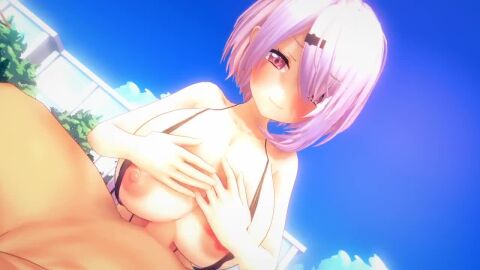 1boy 1boy1girl 1girls 3d akira_brave777 animated areolae bikini bikini_bottom bikini_top blush boobjob bouncing_breasts breast_focus breasts female female_focus hairclip huge_breasts large_breasts light-skinned_female light_skin multicolored_hair nijisanji nipples outdoors paizuri penis penis_between_breasts pink_eyes pink_hair shiina_yuika short_hair solo_focus sound tagme video virtual_youtuber vtuber white_hair