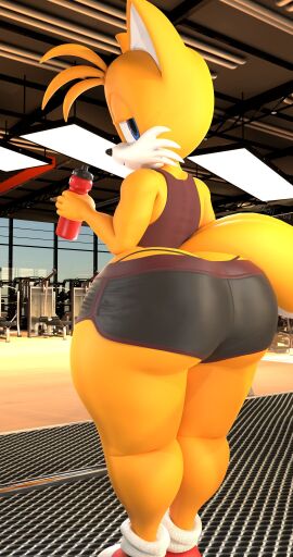 1boy 3d 3d_model adri164 anthro ass ass_cleavage ass_crack ass_focus big_ass big_thighs black_thong bubble_ass bubble_butt butt_crack femboy fox furry gym_shorts huge_ass huge_thighs male sega shorts solo solo_male sonic_(series) sonic_the_hedgehog_(series) tails_the_fox thick_ass thick_thighs thighs thong