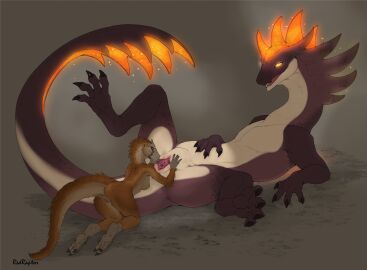 anthro anthro_on_feral anus ass breasts claws digitigrade dinosaur dragon duo feathered_dinosaur feathered_scalie feathers female female/female female_on_feral feral finger_claws genitals grey_background hi_res kneeling larger_feral long_neck long_tail looking_at_another looking_at_genitalia looking_at_vulva lying mythological_creature mythological_scalie mythology nerys non-mammal_breasts on_back prehistoric_species redraptor16 reptile saurischian scalie simple_background size_difference smaller_anthro snout spread_legs spread_vulva spreading tail theropod toe_claws tyrannosauroid vulva wingless_dragon yutyrannus zoophilia