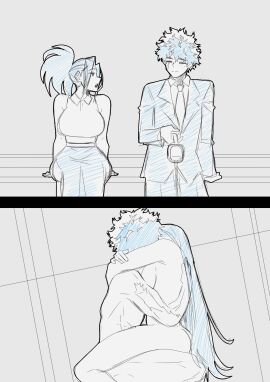 1boy 1girls boku_no_hero_academia breasts couple female green_bean izuku_midoriya large_breasts long_hair male momo_yaoyorozu my_hero_academia passionate passionate_sex sex sketch straddling straight straight_sex