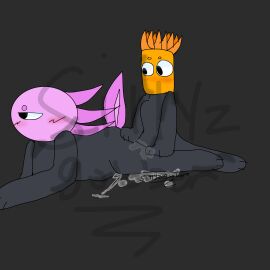 anthro anus ass black_skin cum cum_in_ass cum_inside femboy gay kinito kinitopet male male_only orange_skin pink_skin sam_the_sea_anemone sex sillyzgoober yaoi