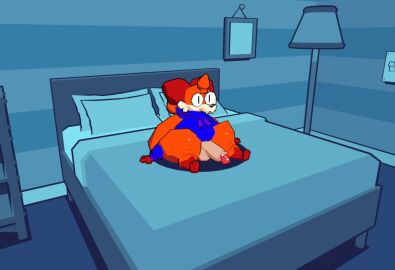 2025 3d_(artwork) anthro ass balls bed bedroom big_butt big_penis black_eyes black_nose blue_clothing blue_hoodie blue_topwear bottomless brown_body brown_ears brown_fur canid canine canis clothed clothing digital_media_(artwork) fangs femboy fox fur furniture furniture_lamp gay gay_anal gay_male gay_sex genitals hair homosexual homosexual_male homosezual_sex hoodie inside male male_penetrated mammal multicolored_body multicolored_fur on_bed orange_body orange_fur orange_hair orange_tail partially_clothed penis picture_frame pillow red_fox sharp_teeth sitting sitting_on_bed solo soups_(superiorfox) superiorfox tail teeth thick_thighs three-quarter_view topwear true_fox white_body white_fur