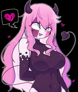 2d breast_window breasts clothed clothing color demon demon_girl demon_horns demon_tail dialogue_box digital_media_(artwork) female female_only fnf_mod fnf_mods friday_night_funkin friday_night_funkin_mod heart humanoid long_hair midriff multicolored_face navel no_sex non-human non_nude one-piece_swimsuit pink_hair pink_skin portrait sarvente sarvente_(demon_form) sarvente_(dokki.doodlez) sarvente_(fnf_mod) sarvente_(friday_night_funkin) shaded simple_background succubus white_eyes yume0534