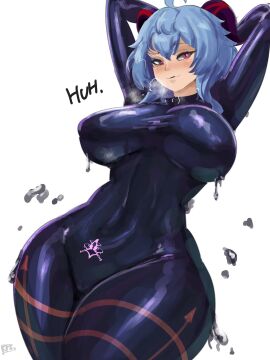 1girls arms_up female female_focus female_only ganyu_(genshin_impact) genshin_impact hoyoverse provocative provocative_clothing provocative_outfit pubic_tattoo rpgdraws sana!rpg tattoo thight_clothing