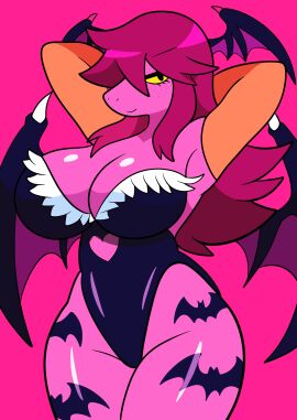 1girls big_breasts black_leotard breasts cosplay curvy_female darkstalkers deltarune female female_only furry_funnychan head_wings huge_breasts large_breasts leotard long_hair morrigan_aensland_(cosplay) pantyhose purple_hair purple_scales susie_(deltarune) wings yellow_sclera