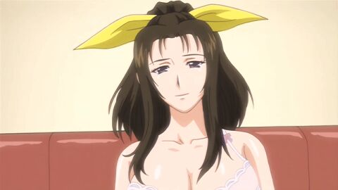 00s 1girls 2008 animated aunt bra breasts brown_hair brown_pubic_hair female hair_ribbon high_ponytail housewife large_breasts legs_apart lingerie long_hair mature_female ponytail pubic_hair purple_eyes pussy ribbon saiminjutsu_2 standing tagme takase_shino yellow_hair_ribbon yellow_ribbon