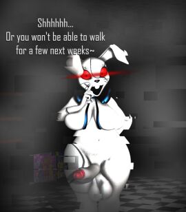 1dickgirl 1futa 3d 5_fingers bunny bunny_ears bunny_suit cock dick dickgirl english_text five_nights_at_freddy's five_nights_at_freddy's:_security_breach furry futa_only futanari glitch intersex long_ears penis penis_out rabbit red_eyes sfm solo talking_to_viewer vanny_(fnaf)