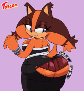 ass big_ass dress female furry lady_sticks sega sonic_(series) sonic_boom sticks_the_badger tascom torn_clothing