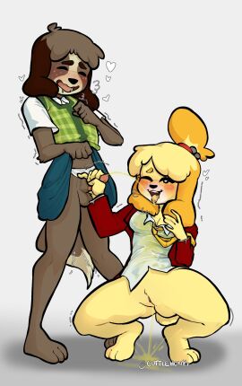 animal_crossing anthro blouse blush bodily_fluids bottomless bottomwear breath brother_(lore) brother_and_sister_(lore) canid canine canis clothed clothing clothing_lift crossdressing crouching cuttlehonk digby_(animal_crossing) domestic_dog drooling duo female genital_fluids genitals heart_symbol hi_res holding_penis incest incest_(lore) isabelle_(animal_crossing) jacket male male/female mammal necktie nintendo open_mouth panties panting peeing peeing_on_ground penis saliva shaking shih_tzu shirt sibling_(lore) sister_(lore) skirt skirt_lift topwear toy_dog trembling underwear urine urine_in_mouth urine_on_ground vest watersports