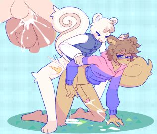 2024 adam_(gaysquirrelhub) amaruu anal anal_orgasm anal_sex animal_crossing anthro ass big_penis bisexual_pride_colors bodily_fluids bottomless brown_body brown_fur brown_hair clothed clothing cum cum_in_ass cum_inside cum_while_penetrated digital_drawing_(artwork) digital_media_(artwork) duo emanata foreskin fur gay genital_fluids genitals hair hi_res humanoid_genitalia humanoid_penis kneeling lgbt_pride looking_pleasured male male/male male_penetrated male_penetrating male_penetrating_male mammal marshal_(animal_crossing) nintendo orgasm penetration penis pride_colors rodent sciurid sex squirrel topwear tree_squirrel uncircumcised vest white_body white_fur yaoi