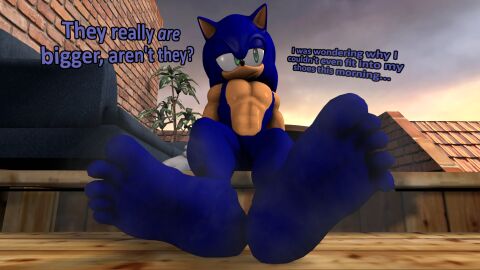 3d big_feet corqueskrew dialogue expansion extremety_growth feet feet_growth foot_expansion foot_growth front_view growth growth_sequence huge_feet hyper hyper_feet male muscular muscular_male musk musky musky_feet outdoors sfm shocked shocked_expression sitting smelly smelly_feet sonic_(series) sonic_the_hedgehog source_filmmaker steam steamy