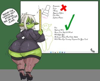 ass breasts check_mark cross_mark digital_drawing_(artwork) digital_media_(artwork) dissappointed_look drawing dumptruck_ass dumptruck_butt ear_piercing ear_ring english_text eyeshadow fat_ass fat_booty fat_butt female frown glasses goblin goblin_female gobtober gobtober_2024 green_skin high_heels horny_female horny_teacher large_ass large_breasts lip_piercing microsoft_windows monster monster_girl nipples_visible_through_clothing piercings pros_and_cons right_and_wrong ruler ryu34 shortstack stockings teacher teacher_and_student text white_hair whiteboard wide_hips windows_11
