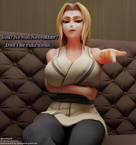 1girls animated big_breasts blonde_female blonde_hair bouncing_breasts dialogue large_breasts naruto_(series) nnn no_nut_november no_nut_sabotage no_sound scalingap tagme teasing teasing_viewer text tsunade video viewer_pov
